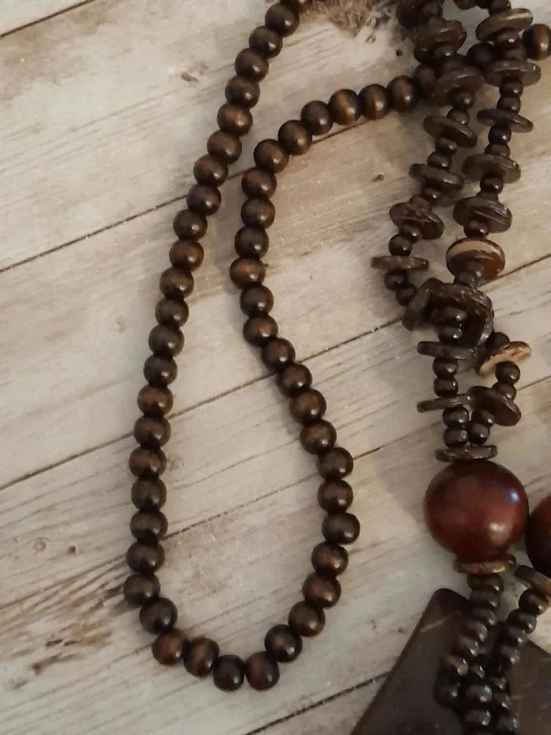 Dark Brown Bohemian Style Wooden Necklace – photo 4